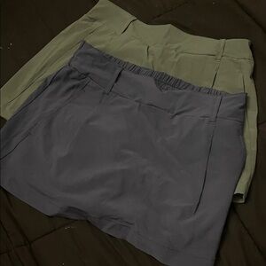 Women's Dual-Tone Shorts in Olive and Gray